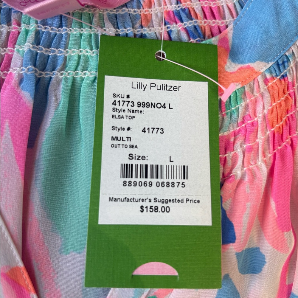 Lilly Pulitzer NWT “Out to Sea” Elsa 100% Silk Long sleeve blouse, Large - Picture 6 of 9